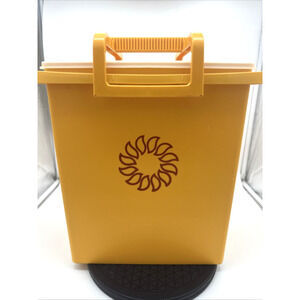 Vintage Yellow Tupperware Large Carry All Container Picnic Tote 1430-3